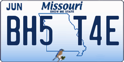 MO license plate BH5T4E