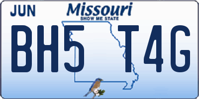MO license plate BH5T4G