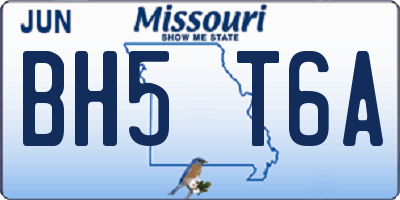 MO license plate BH5T6A