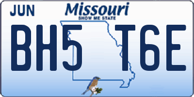 MO license plate BH5T6E