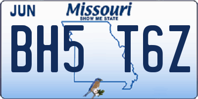 MO license plate BH5T6Z