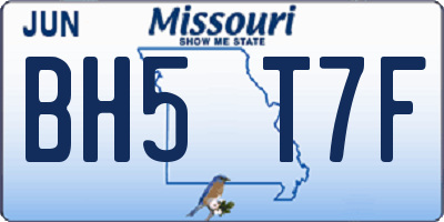 MO license plate BH5T7F
