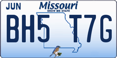MO license plate BH5T7G