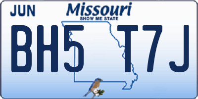 MO license plate BH5T7J