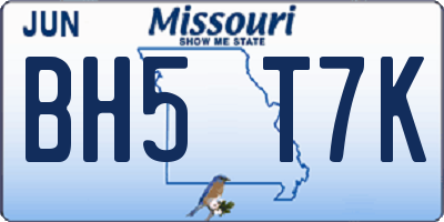 MO license plate BH5T7K