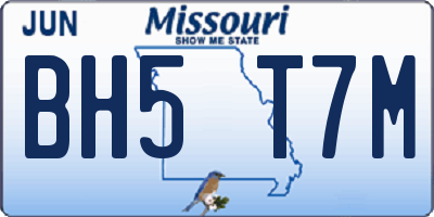 MO license plate BH5T7M