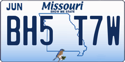 MO license plate BH5T7W