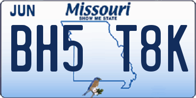 MO license plate BH5T8K