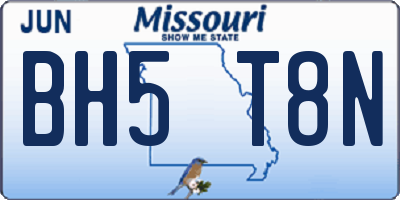 MO license plate BH5T8N
