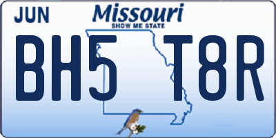 MO license plate BH5T8R