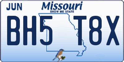 MO license plate BH5T8X