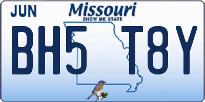 MO license plate BH5T8Y