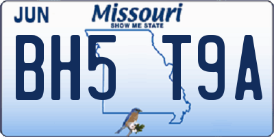 MO license plate BH5T9A