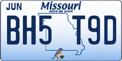 MO license plate BH5T9D