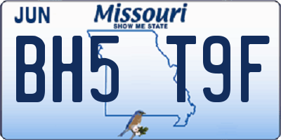 MO license plate BH5T9F