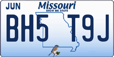 MO license plate BH5T9J