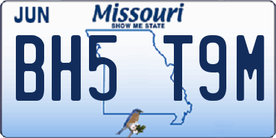 MO license plate BH5T9M