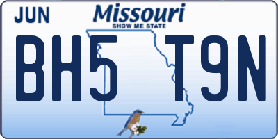 MO license plate BH5T9N