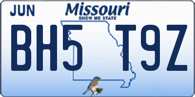 MO license plate BH5T9Z