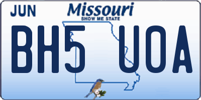 MO license plate BH5U0A