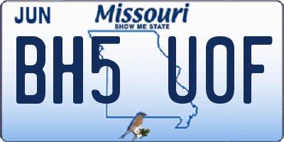 MO license plate BH5U0F