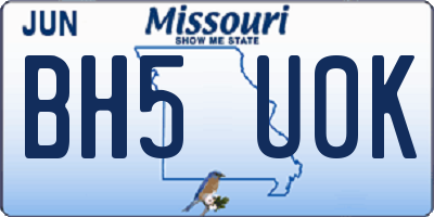 MO license plate BH5U0K