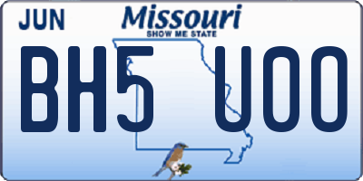 MO license plate BH5U0O