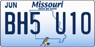 MO license plate BH5U1O