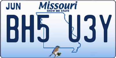 MO license plate BH5U3Y