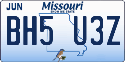 MO license plate BH5U3Z