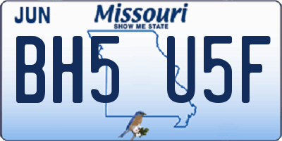MO license plate BH5U5F