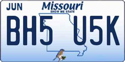MO license plate BH5U5K