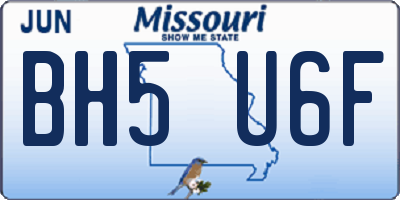 MO license plate BH5U6F