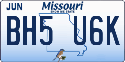 MO license plate BH5U6K