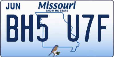 MO license plate BH5U7F