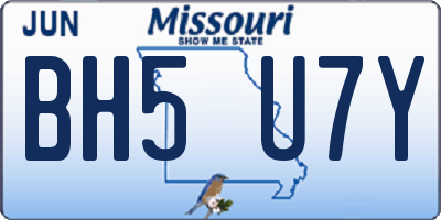 MO license plate BH5U7Y