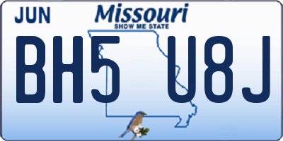 MO license plate BH5U8J