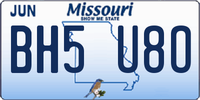 MO license plate BH5U8O