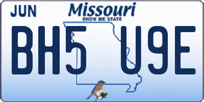 MO license plate BH5U9E