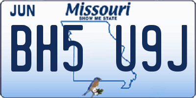 MO license plate BH5U9J