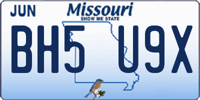 MO license plate BH5U9X