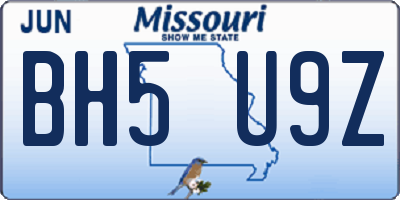 MO license plate BH5U9Z