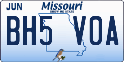 MO license plate BH5V0A