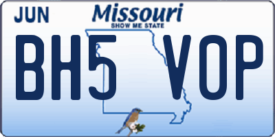 MO license plate BH5V0P