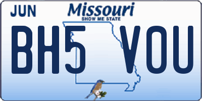 MO license plate BH5V0U