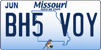MO license plate BH5V0Y
