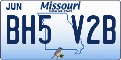 MO license plate BH5V2B