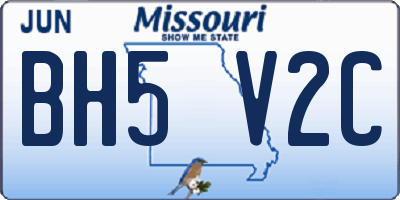 MO license plate BH5V2C