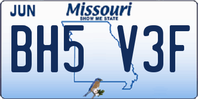 MO license plate BH5V3F