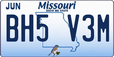 MO license plate BH5V3M